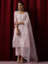 3 Pc Suit - Lilac Cotton Silk Embroidered Kurta with Cotton Pant and Chanderi Embroidered Dupatta